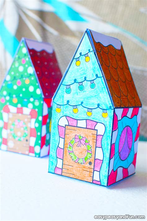 Christmas Paper House Craft Template Ôn Thi Hsg