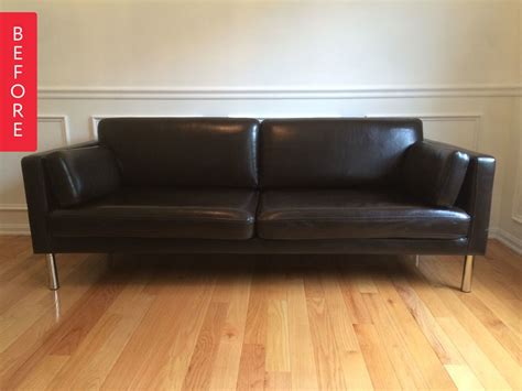 A couple of years ago, by husband and i bought a new couch as a (very) belated wedding present. Before & After: A Painted Leather Sofa Surprise | Painting ...
