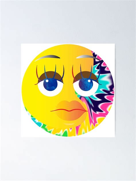 Funny Female Emoticon Flushed Emoji Tie Dye Colored Poster For Sale By Dragonflys Redbubble