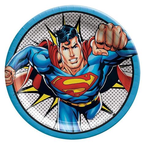 Justice League Superman Dinner Plates 9 Inches 8 Per Package Superman Hero Superman