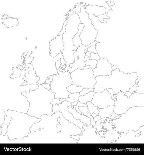 Blank Outline Map Of Europe Map Vector
