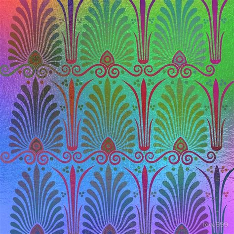 Art Nouveau Pattern Ombre Color Rainbow Metallic Moderntrendy