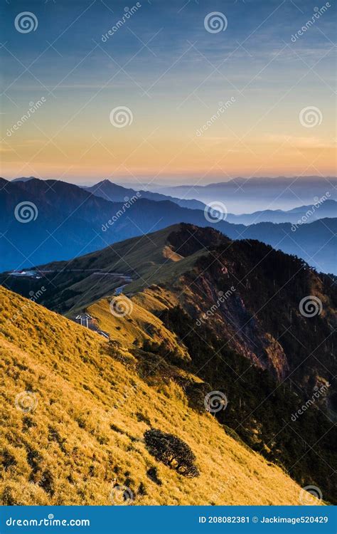 Sunset View Of The Central Mountain Range In Taiwan Stock Image Image