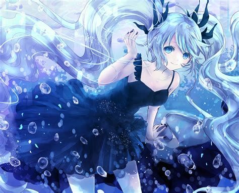 Alicetype Blue Eyes Blue Hair Bubbles Deep Sea Girl Vocaloid Dress