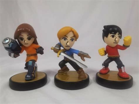 Nintendo Amiibo Mii Figures Bundle Sword Fighter Brawler Gunner Smash Bros Ebay