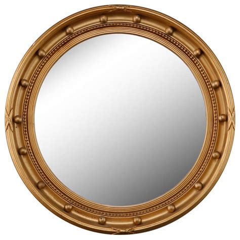 This piece has a dark reflection that creates a unique, artistic effect when viewing. Gilded Round Frame Mirror with Beaded Trim at 1stdibs
