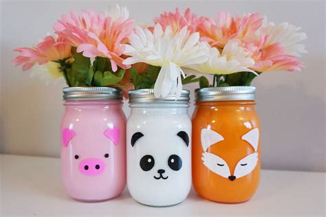 Animal Mason Jar 1 Painted Mason Jar Panda Jar Fox Jar Pig Jar