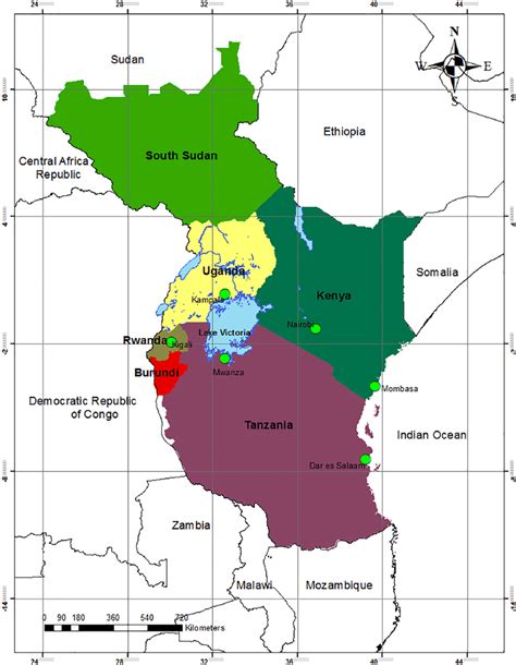 Map Showing The Six Countries Of The East African Community And Its