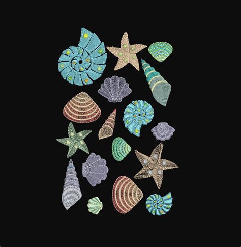 Sea Shells Machine Embroidery Bohemian Ocean Shell Design Etsy