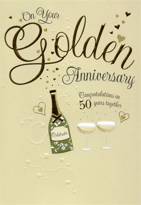 On Your Golden 50th Anniversary Greeting Card Cards Love Kates