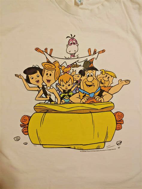 Vintage Flintstones T Shirt 1995 Hanna Barbera White Gem