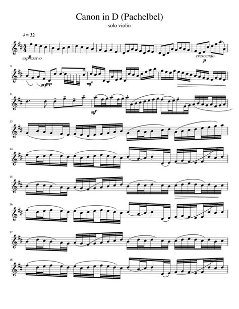 Canon In D Major Violin Sheet Music For Tambourine Solo
