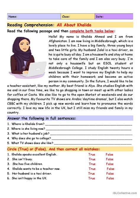 Reading Comprehension Introducin English Esl Worksheets Pdf And Doc