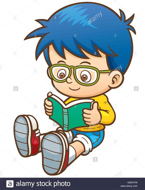 Vector Illustration Of Cartoon Boy Reading A Book Stock Vector Image