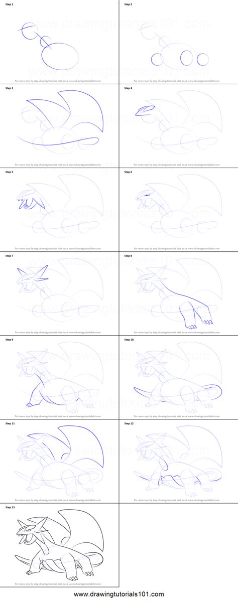 How To Draw Salamence From Pokemon Pokemon Step By Step