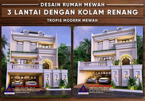 Rumah mewah di kawasan elit dharma husada indah, minimalis 2 lantai, ada kolam renang, keamanan 24 jam, bisa kpr. Desain Rumah Mewah 3 Lantai Tropis Modern Dengan Kolam Renang