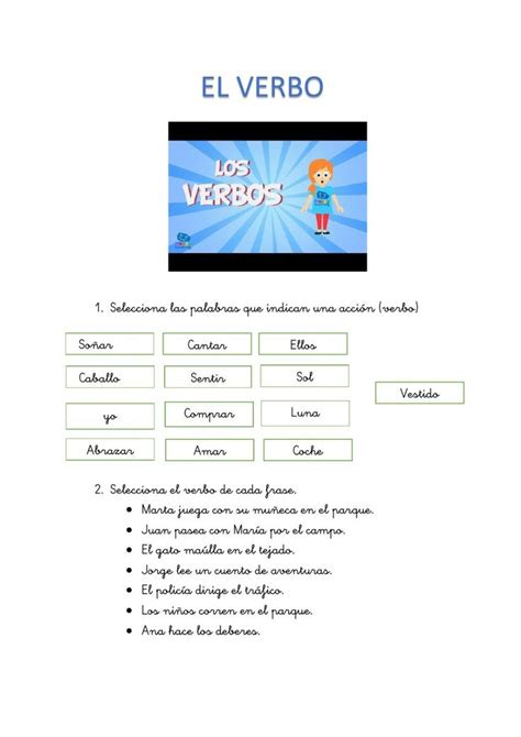 actividad online de el verbo para segundo de primaria puedes hacer los ejercicios online o