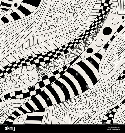 Abstract Zentangle Doodle Waves Seamless Pattern Stock Vector Image