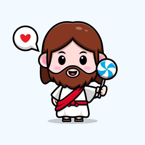 Cute Jesus Christ Mascot Cartoon Icon Kawaii Mascot Character