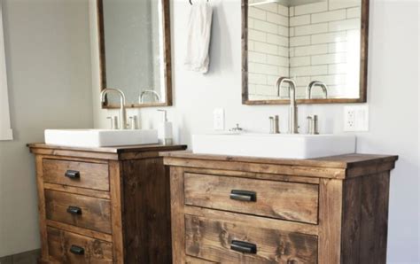 This gorgeous vanity was created from an antique buffet. A Gorgeous Selection of 20 Rustic Bathroom Vanities