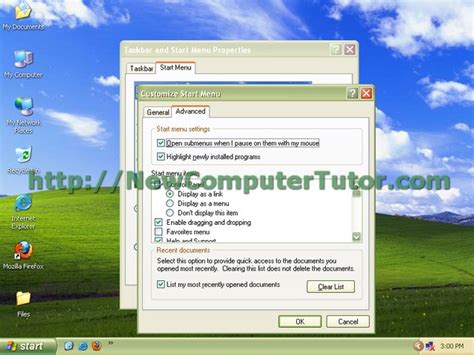 Customize Start Menu In Windows Xp Computer Tutor