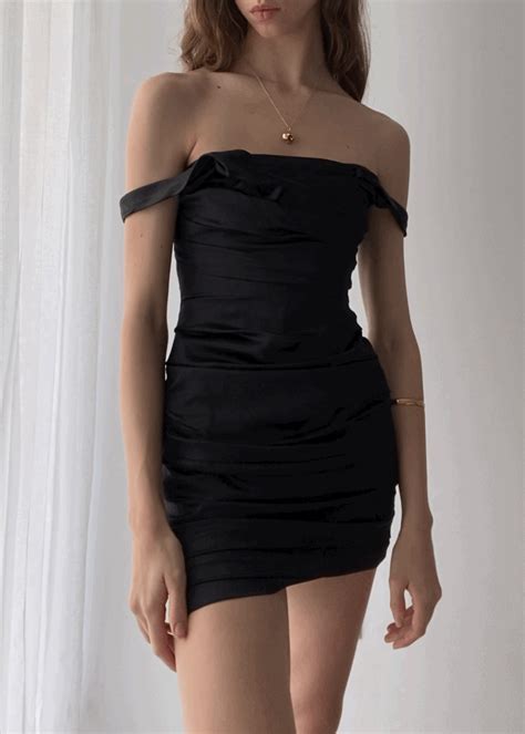 Elegant Draped Black Silk Mini Dress S — Efff