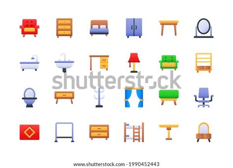 Furniture Household Items Gradient Icon Set Stock Vector Royalty Free