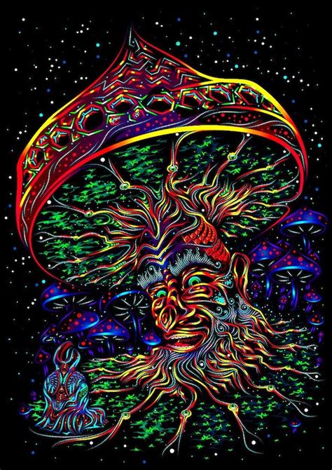 Mushroom Tapestry Psychedelic Poster Tapestry Art Blacklight Etsy