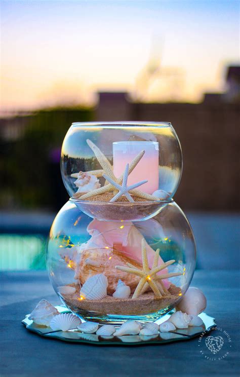 Stacked Fish Bowls With Seashells And Starfish Centerpiece