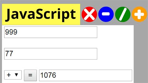 Javascript Calculate 2 Numbers Addition Subtraction Multiplication