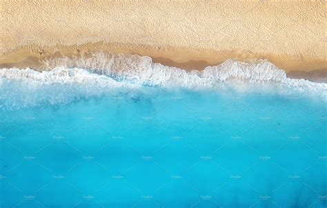 Beach And Waves From Top View High Quality Nature Stock Photos