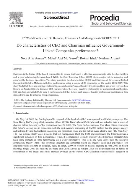 Information on over 100,000 malaysian companies as well as access to industry sector research reports malaysia is the 38th largest economy in the world and ranks 20th among emerging markets in terms of gdp. Do Characteristics of CEO and Chairman Influence ...