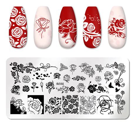 Beautiful Roses Nail Art Stamping Plate Nail Stamp For Diy Etsy