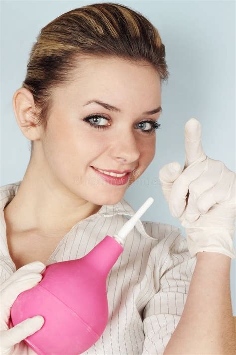 Cute Nurse With Enema Stock Image Image Of Female Stethoscope