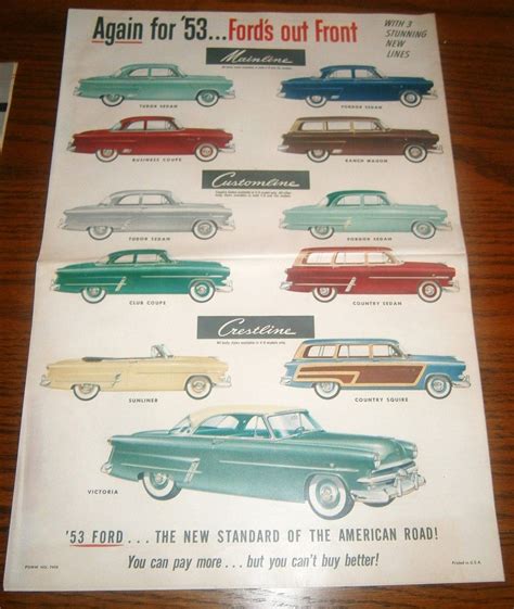 1953 Ford Motor Car Company Brochure Vintage Advertising Country Squire