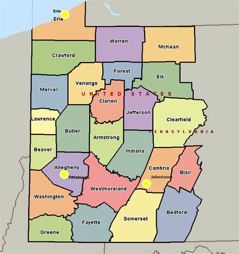 Pa Map By County With Cities World Map