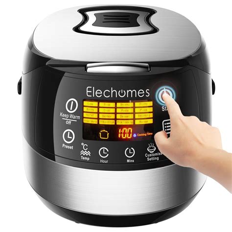 LED Touch Control Electric Rice Cooker Elechomes CR502 10 Cups