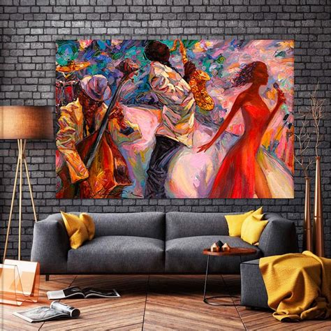 Jazz Poster Music Canvas Wall Art Painting On Canvas Abstract Etsy
