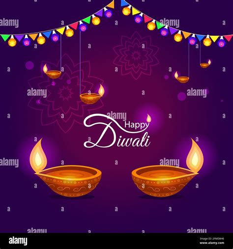 Happy Diwali Festival Greeting Layout With Traditional Diya Lamps Beautiful Background With