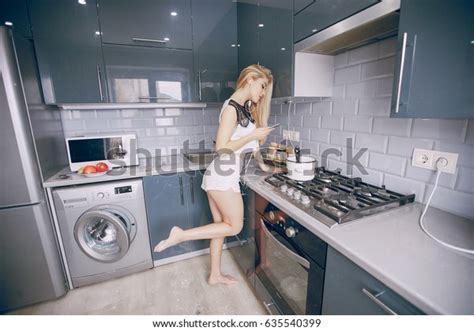 Beautiful Seductive Girl Kitchen Hd Stock Photo 635540399 Shutterstock