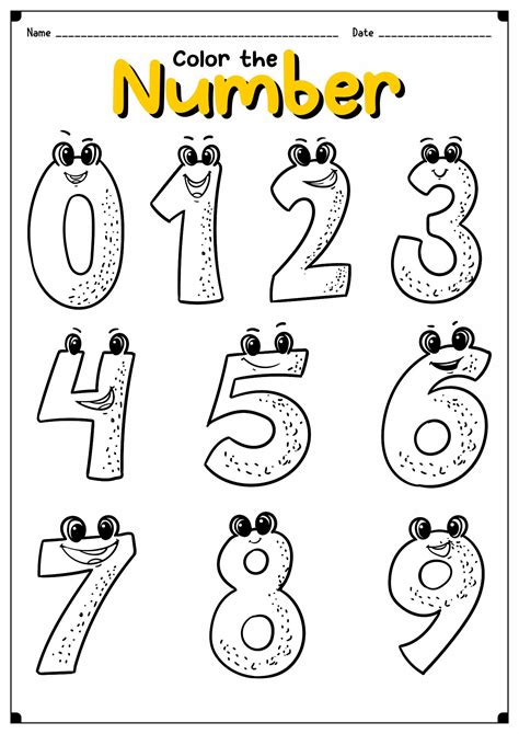 Number Coloring Sheets For Kindergarten