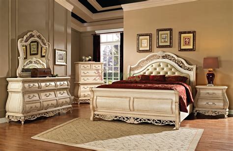 King bed, 2 nightstands, dresser, mirror only. Sleigh Bedroom Furniture Set with Leather Headboard 142 ...