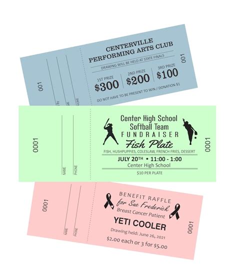 Custom Printed Numbered Raffle Tickets With Perforated Stub Etsy