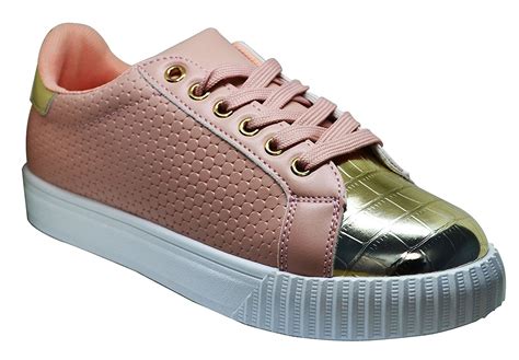 Womens Shoes Fashion Sneakers Picton 02 Womens Lace Up Super Glam Sneaker Peach
