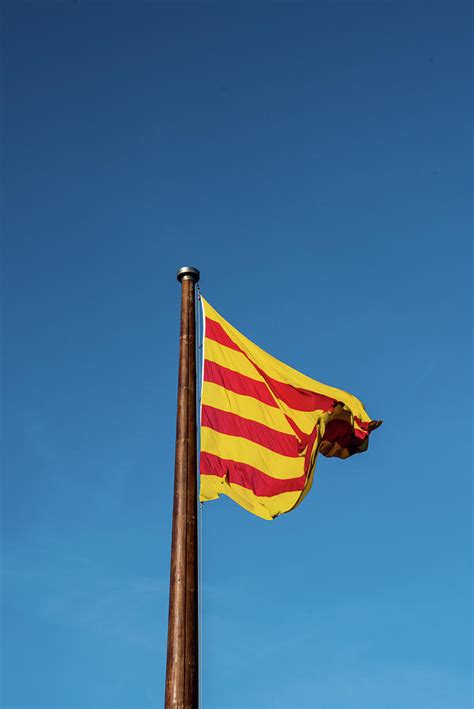 Flag Of Catalonia Senyera Red And Yellow Striped Flag And On Clean