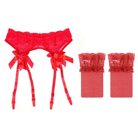 sexy women lace garter belt lingerie thigh high g string stocking panties set ebay