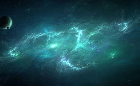 Hd Wallpaper Teal Nebula Galaxy Wallpaper Planets Light Swirl