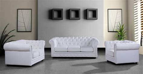 A white sofa matching the wall and floors sets the stage for. Leather Ultra Modern 3PC Living Room Set Paris 3 White