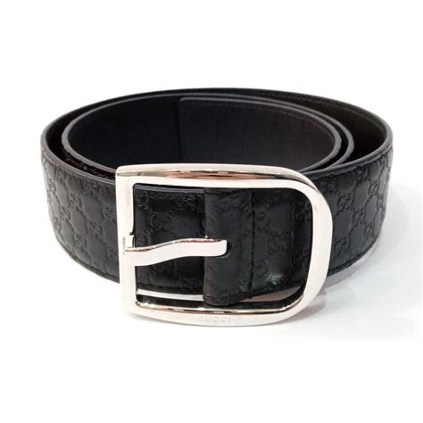 Gucci Microguccissima Black Leather Silver Buckle Belt 11546 449716