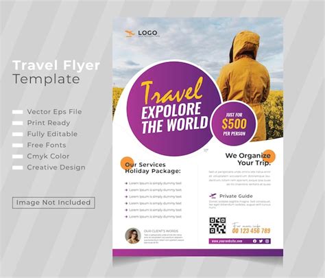 Diseño de volante de negocios y plantilla de portada de folleto para agencia de viajes Vector